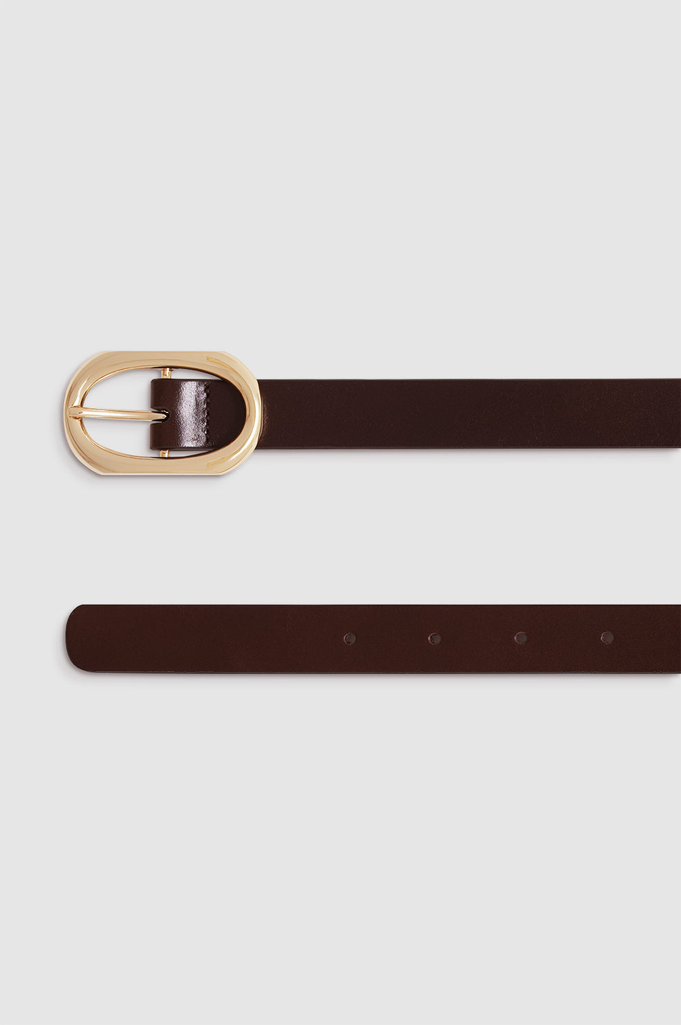 ANINE BING Small Signature Link Belt - Dark Brown With Gold - Detail View image 2