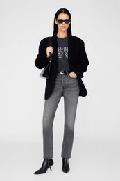 ANINE BING Spencer Sweatshirt Leopard - Washed Black - on model front second image