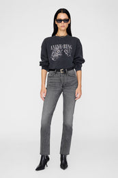 ANINE BING Spencer Sweatshirt Leopard - Washed Black -  on model Front View