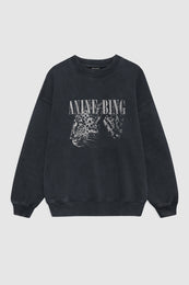 ANINE BING Spencer Sweatshirt Leopard - Washed Black - Front View