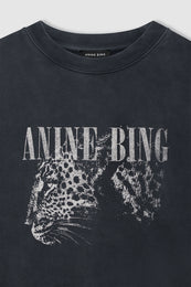 ANINE BING Spencer Sweatshirt Leopard - Washed Black - Detail View