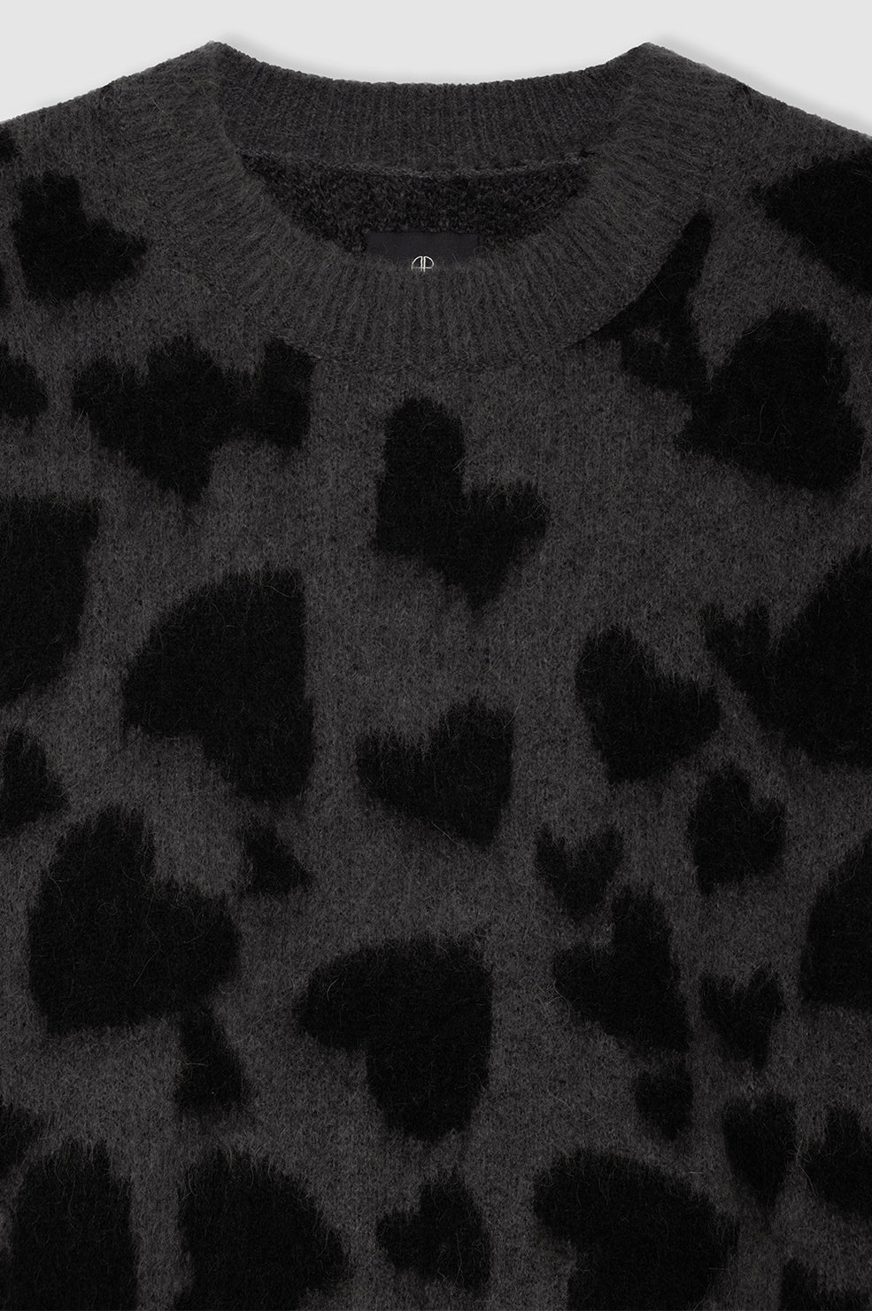 ANINE BING Sydney Crew Sweater - Black And Grey Heart thumbnail