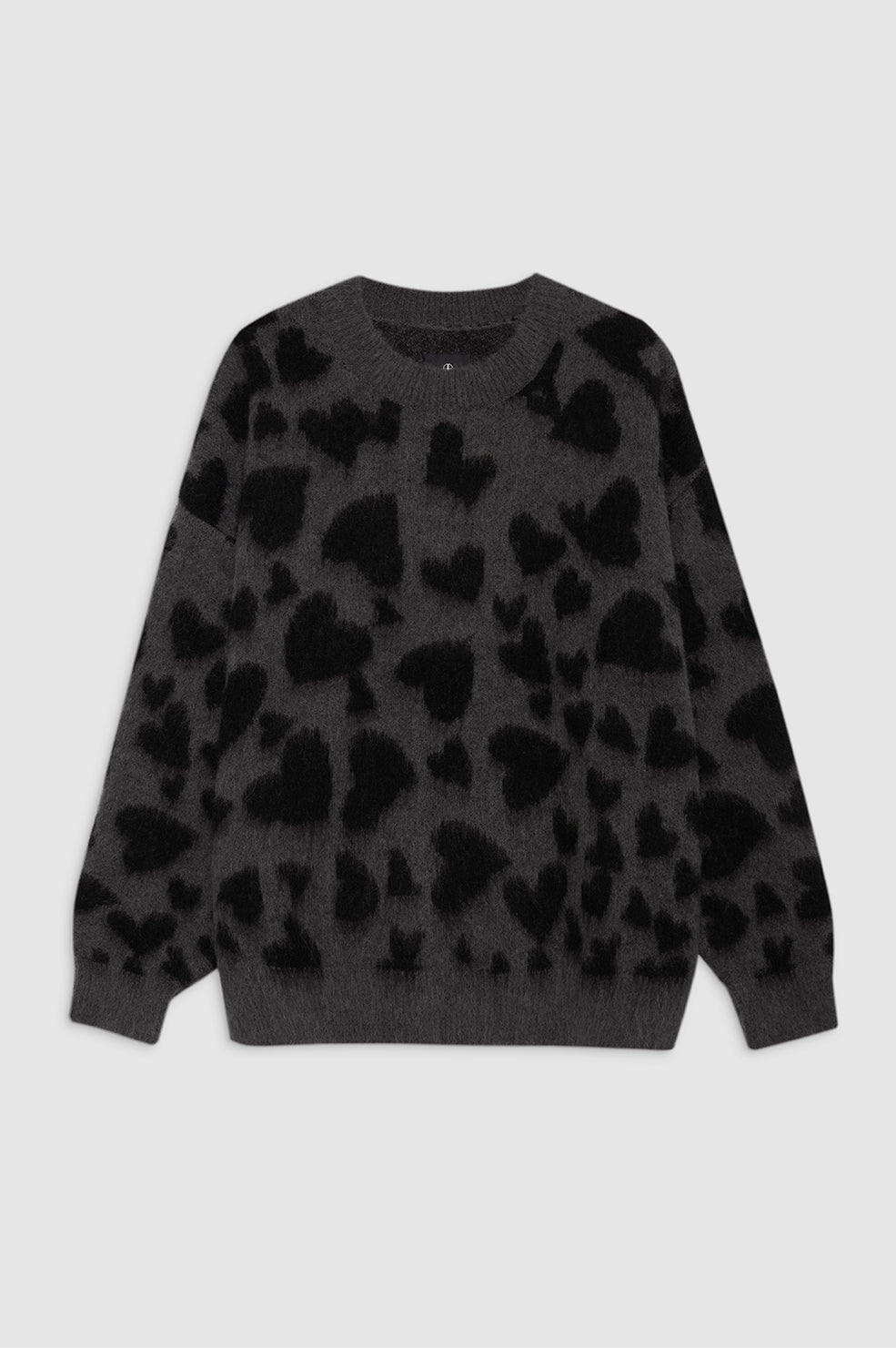 ANINE BING Sydney Crew Sweater - Black And Grey Heart thumbnail