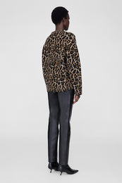 ANINE BING Sydney Crew Sweater - Black And Brown Leopard - On Model Back