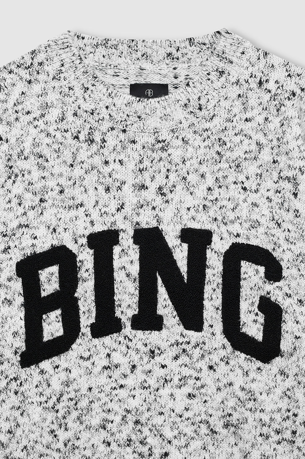ANINE BING Sydney Crew Sweater Bing - Marled White - detail view