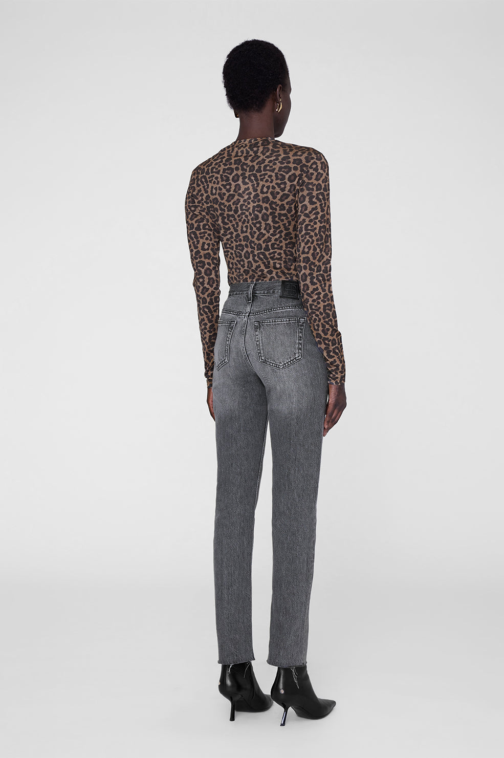 Sylvie Long Sleeve Tee - Black And Brown Leopard