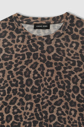 ANINE BING Sylvie Long Sleeve Tee - Black And Brown Leopard - Detail View