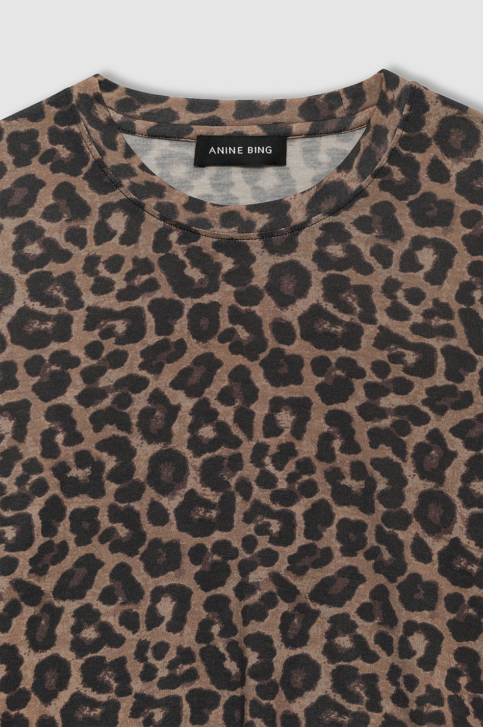ANINE BING Sylvie Long Sleeve Tee - Black And Brown Leopard - Detail View
