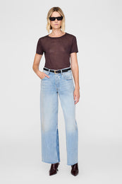 ANINE BING Sylvie Tee - Dark Brown - on model front