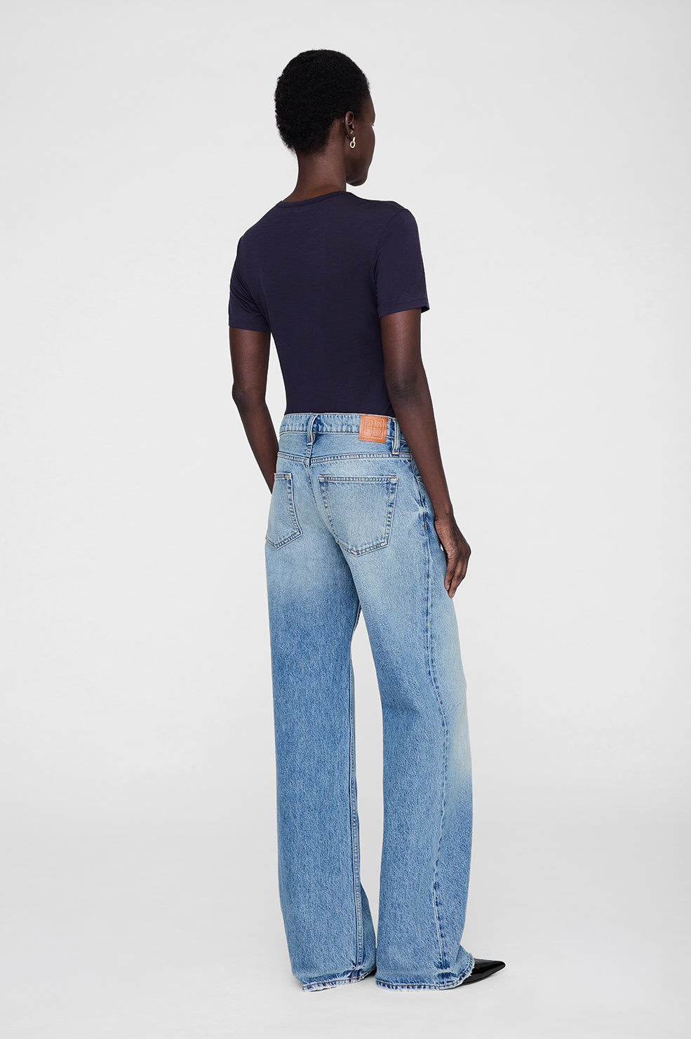 ANINE BING Sylvie Tee - Midnight Blue - on model back