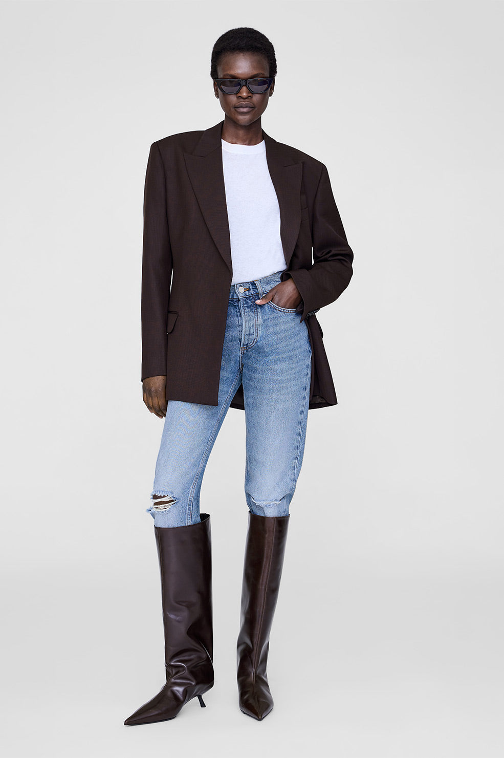 Tall Hilda Wide Boots - Dark Brown 36