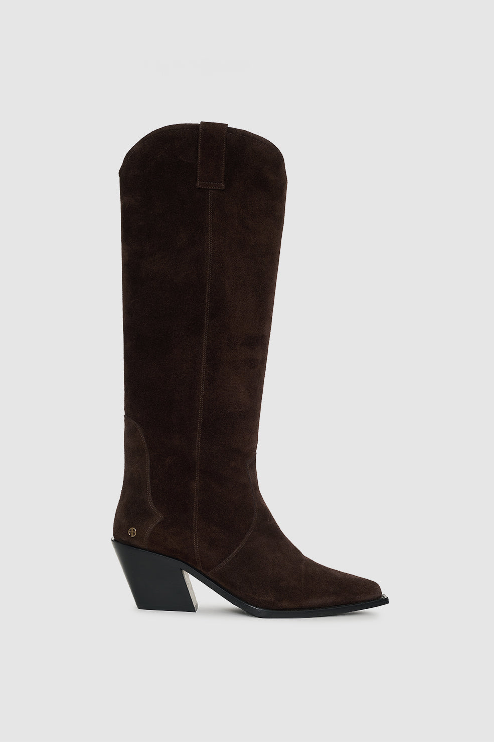 featured-img|ANINE BING Tall Tania Boots - Dark Brown Suede - Side Single View