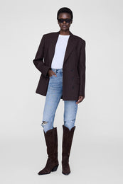 ANINE BING Tall Tania Boots - Dark Brown Suede - On model View