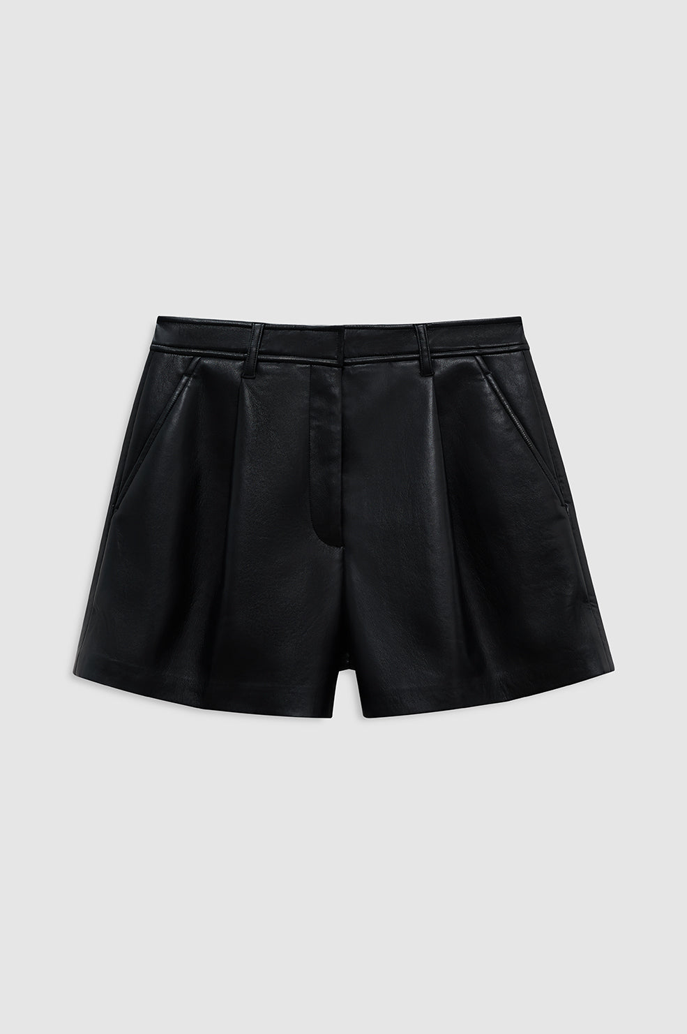 featured-img|ANINE BING Trent Short - Black Recycled Leather - front view