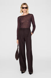 ANINE BING Trent Trouser - Deep Brown - On Model Front