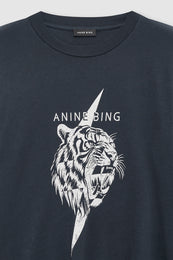ANINE BING Wagner Tee Tiger - Vintage Black - detail view