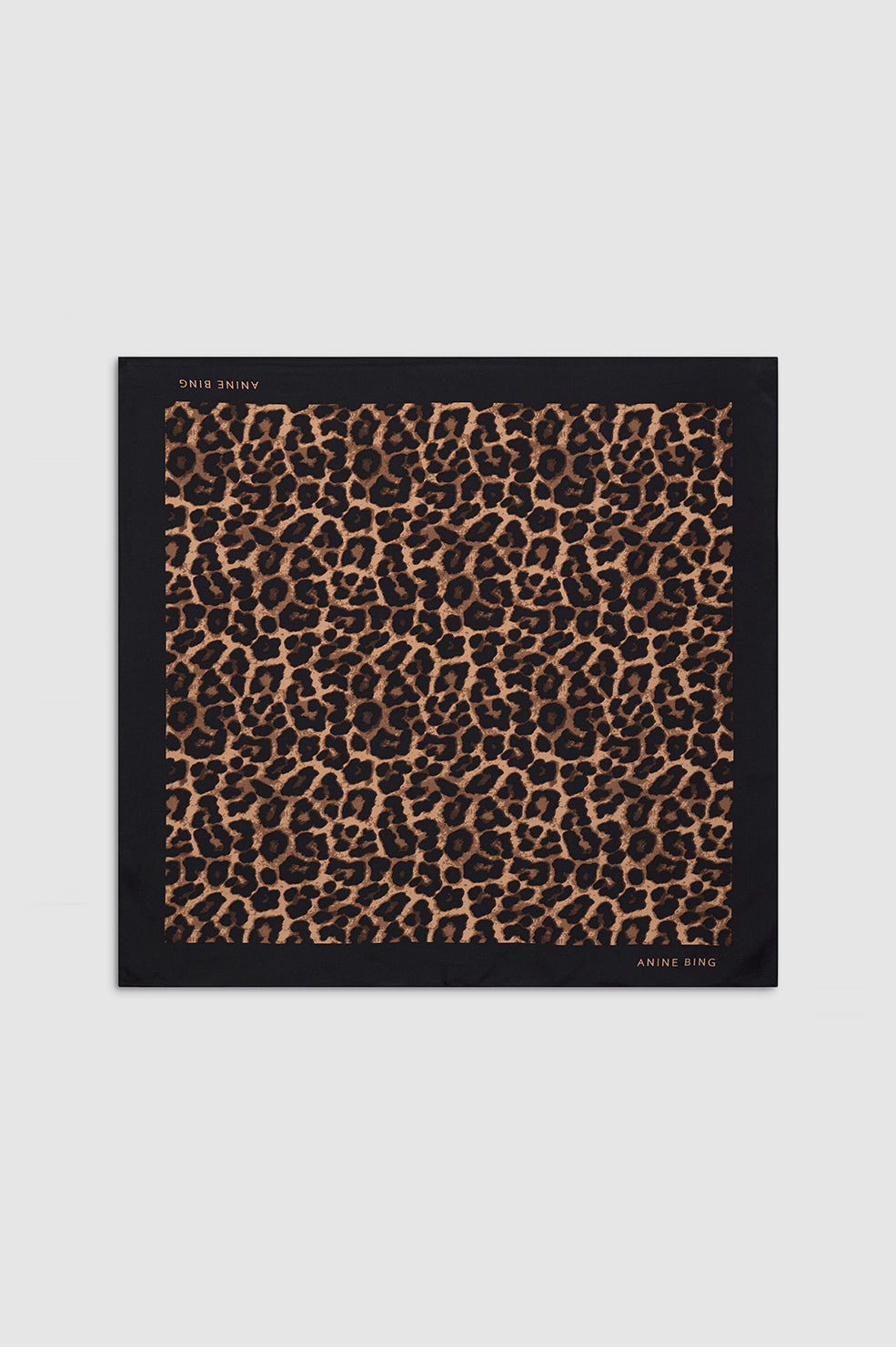 ANINE BING York Scarf - Black And Brown Leopard - Front View