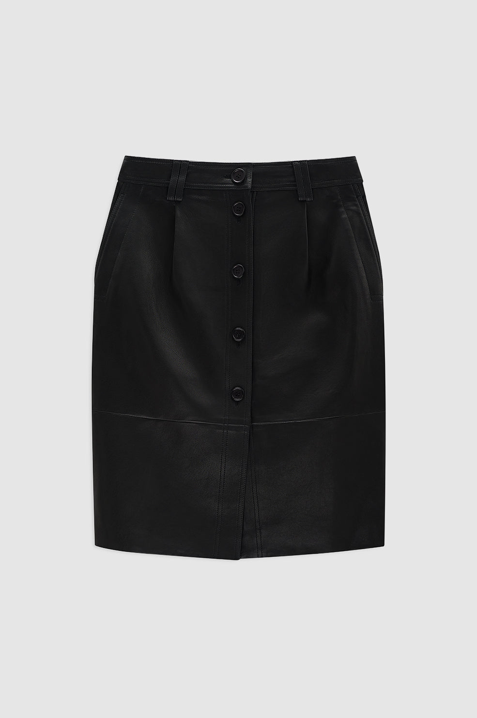 featured-img|ANINE BING Zaire Skirt - Black Leather - Front View