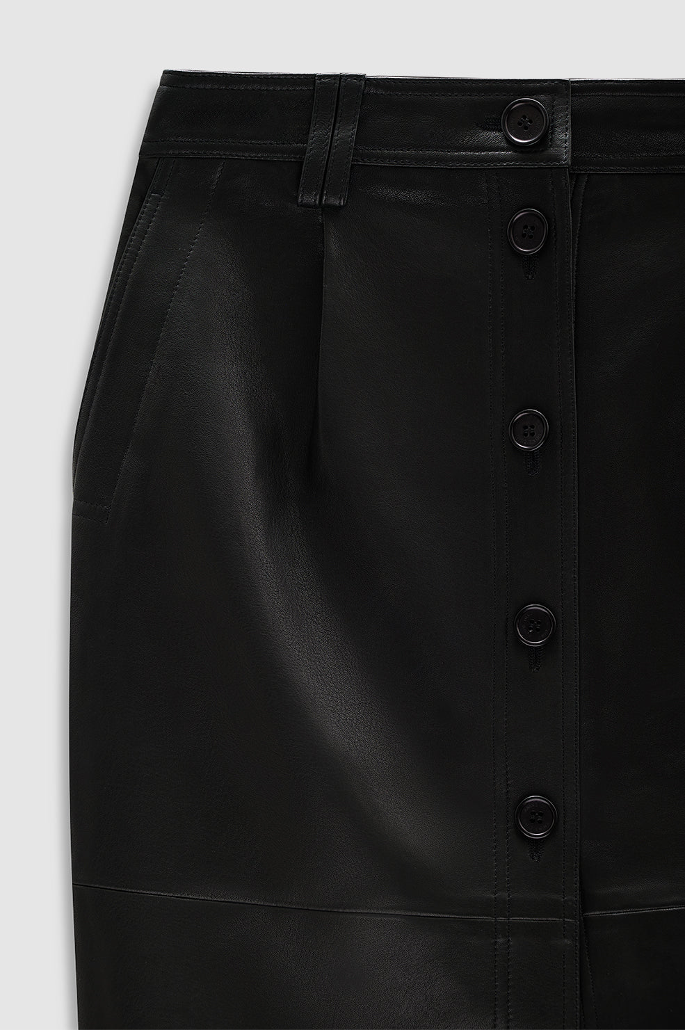 ANINE BING Zaire Skirt - Black Leather - Detail View