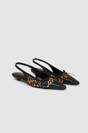 ANINE BING Zoey Slingback Heels - Leopard Calf Hair - Front View