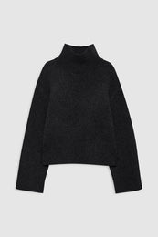 ANINE BING Alma Turtleneck Sweater - Charcoal - front view