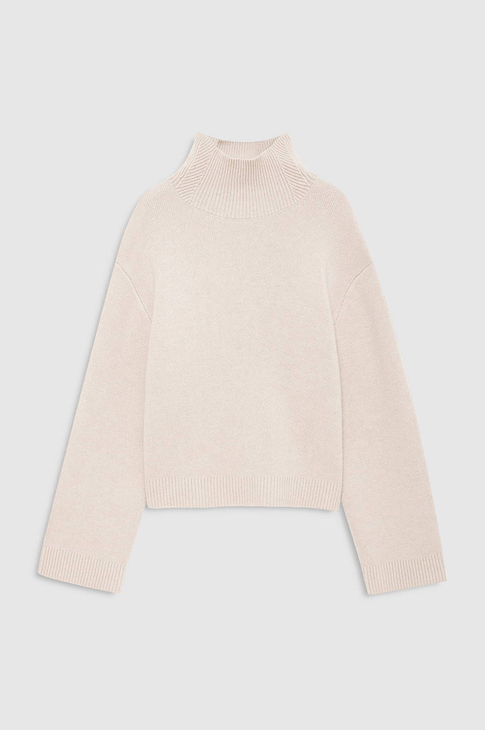 ANINE BING Alma Turtleneck Sweater - Beige - front view