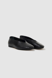 ANINE BING Ana Flats Smooth Leather - Black - pair front view