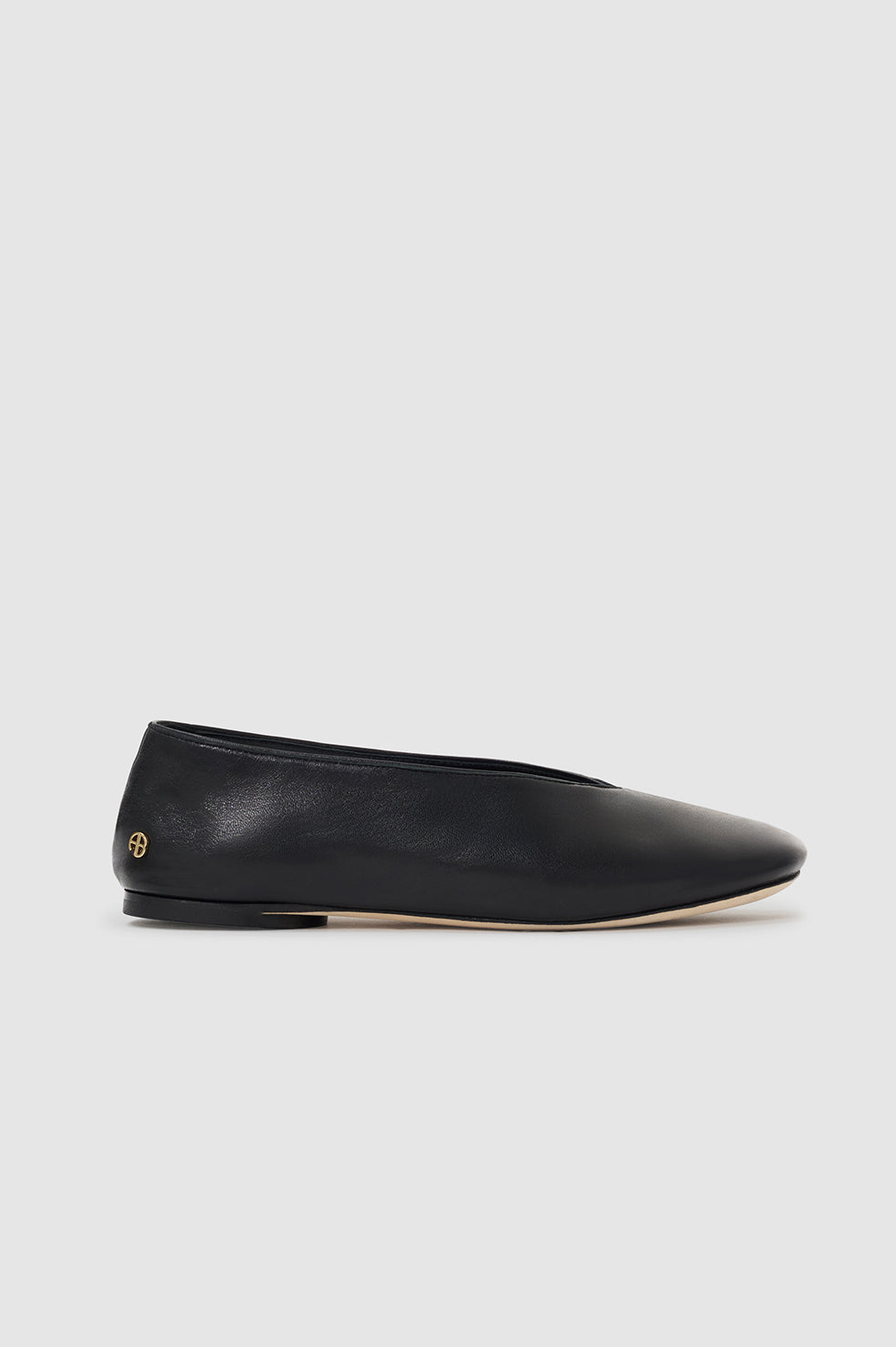 ANINE BING Ana Flats Smooth Leather - Black - front view
