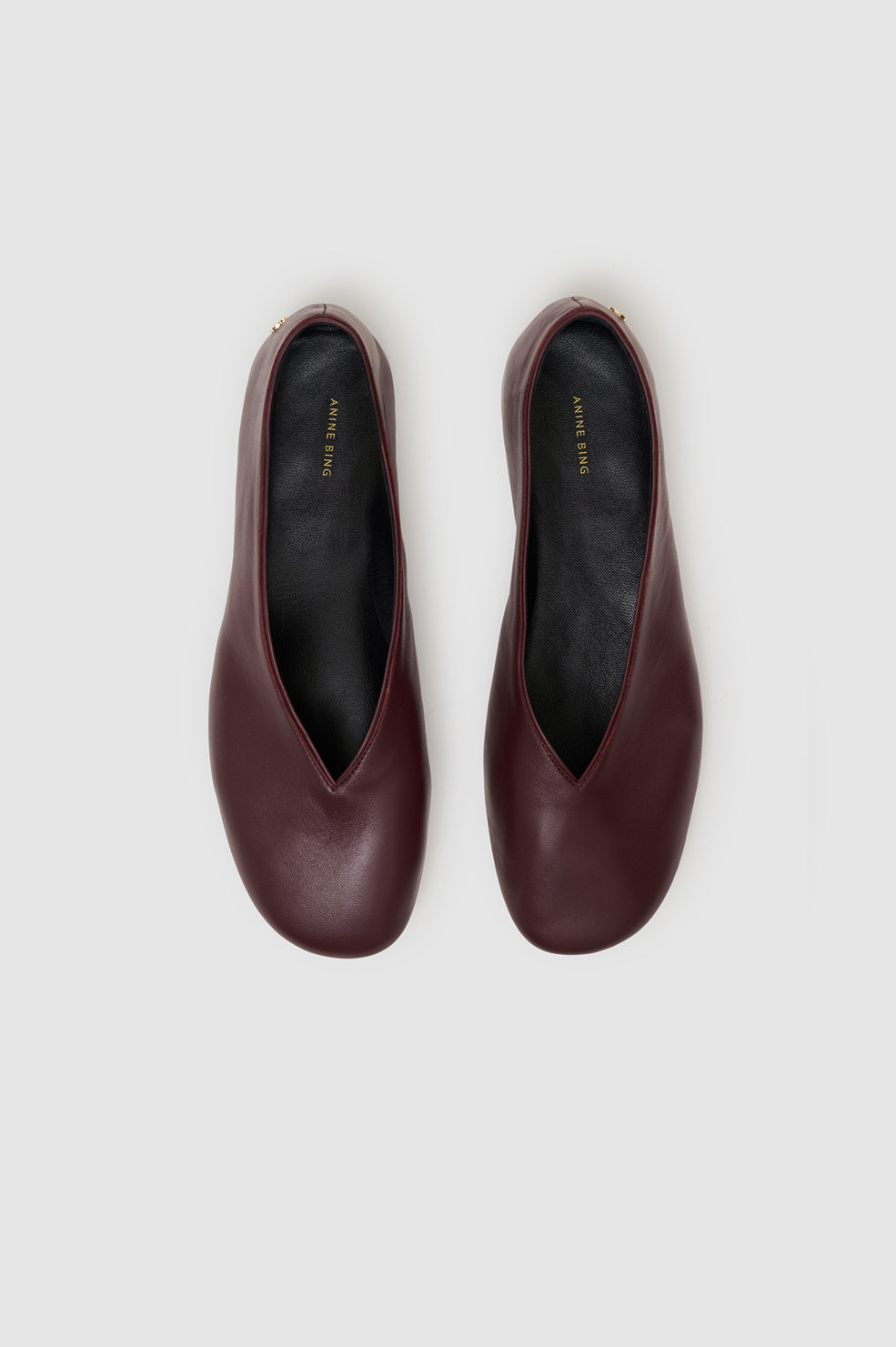 ANINE BING Ana Flats Smooth Leather - Fig - top view