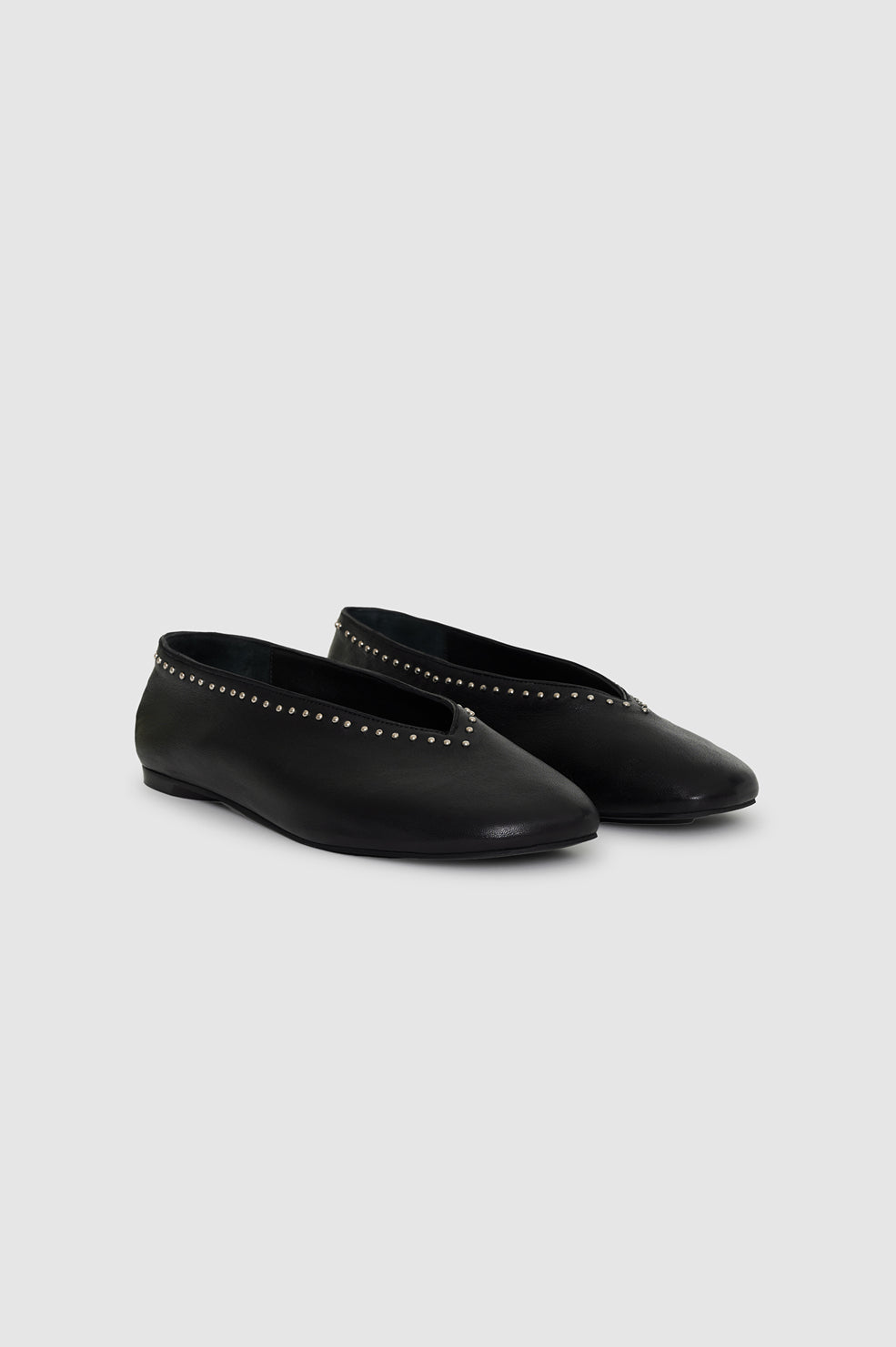 ANINE BING Ana Flats Studs - Black - pair side view