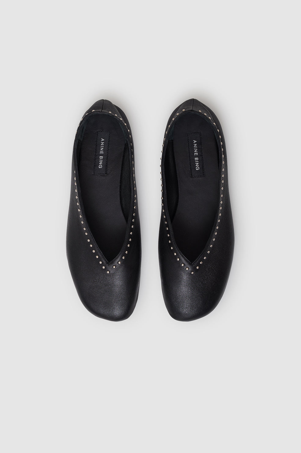 ANINE BING Ana Flats Studs - Black - top view