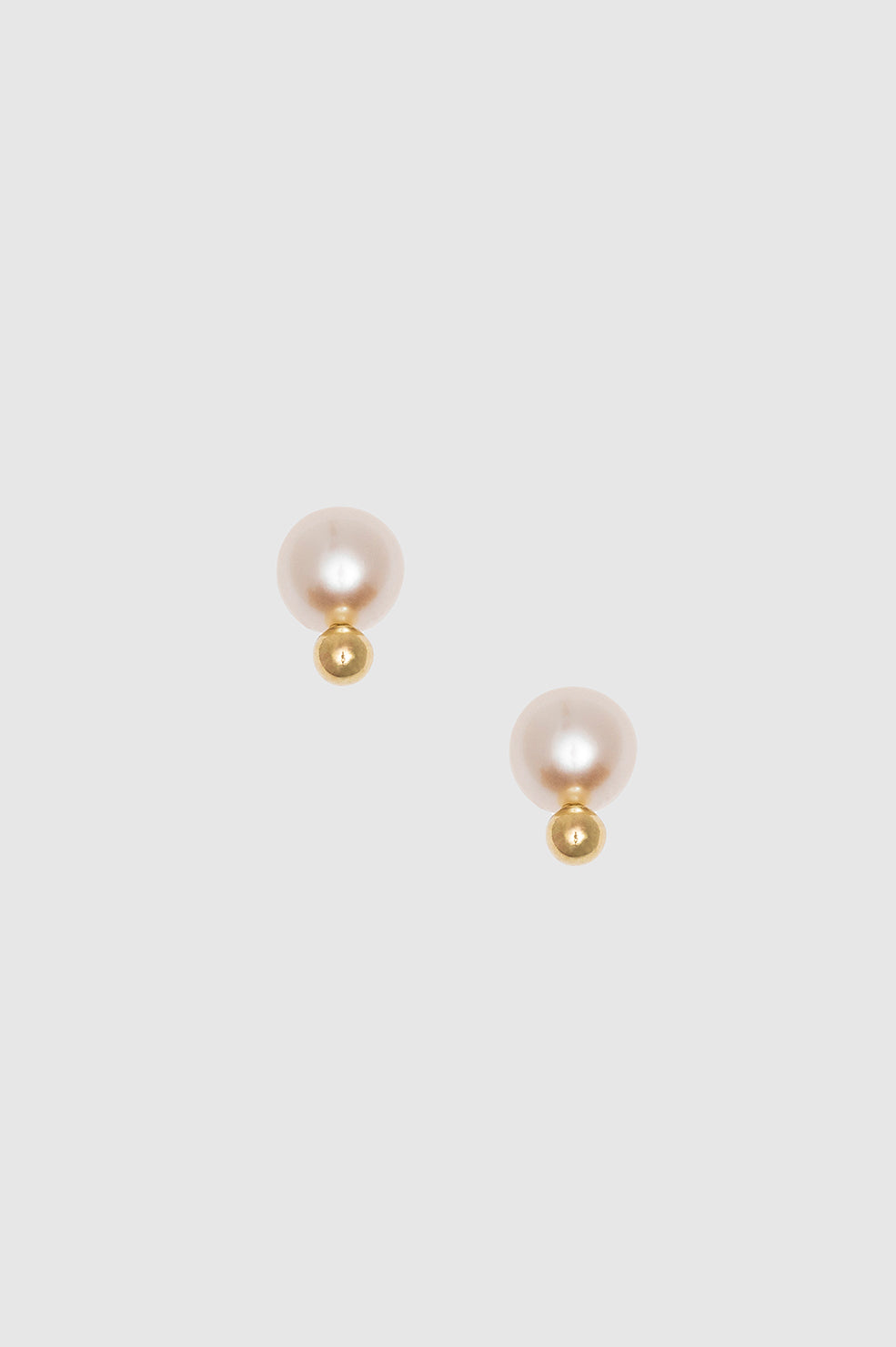 ANINE BING Mini Pearl Ball Studs - Gold - Front View