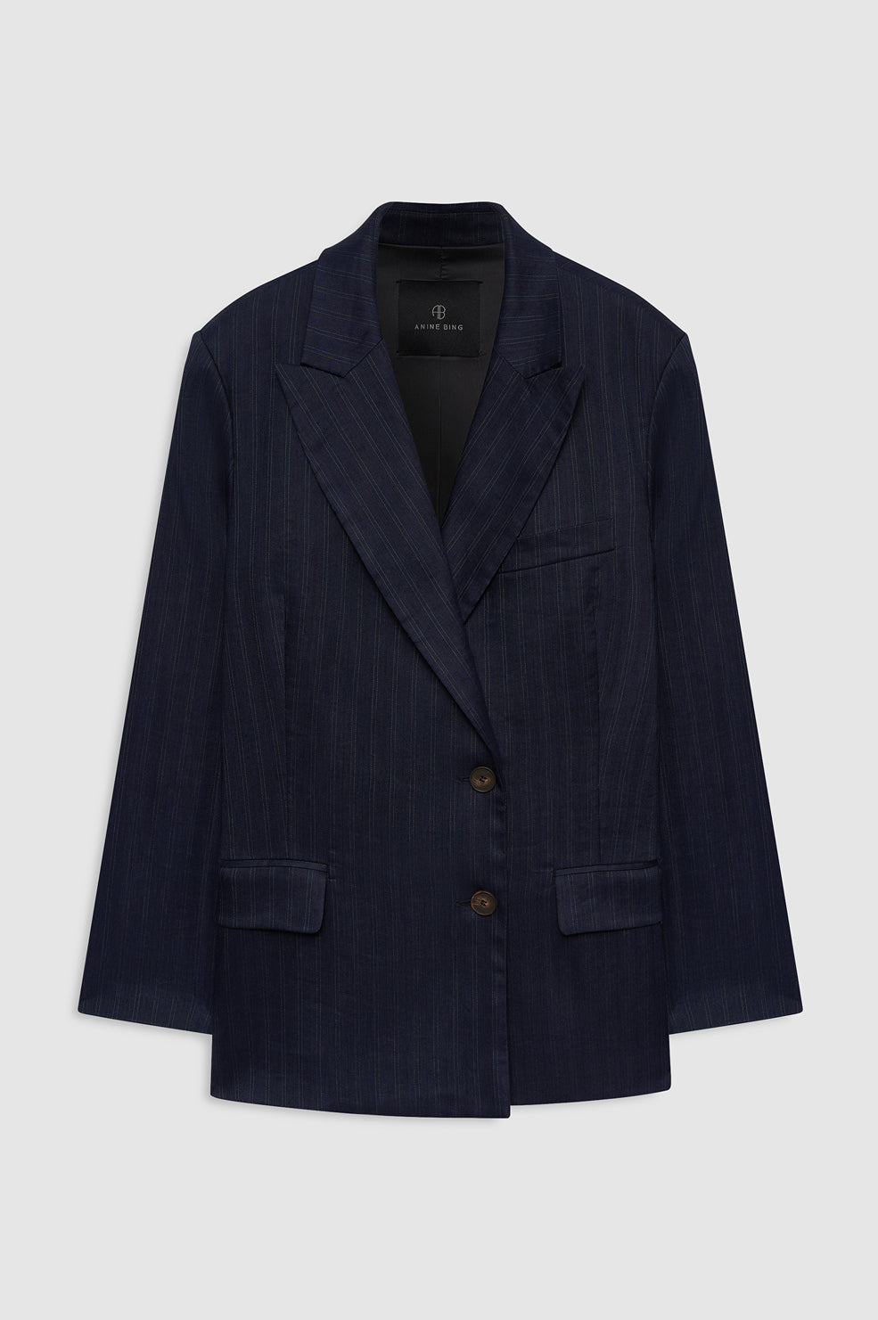 |ANINE BING Aretha Blazer - Navy Pinstripe - front view