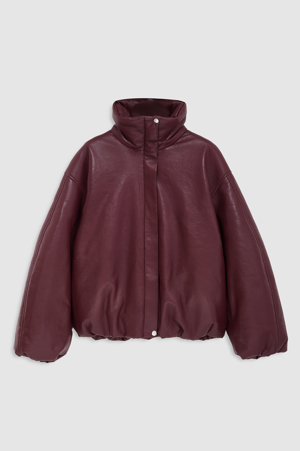 ANINE BING Cyrus Jacket - Burgundy Recycled Leather - front view