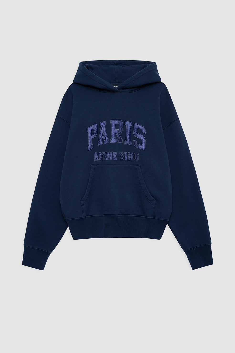 featured-img|ANINE BING Debbie Shrunken Hoodie Paris - Washed Navy - front view