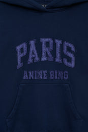 ANINE BING Debbie Shrunken Hoodie Paris - Washed Navy - detail view