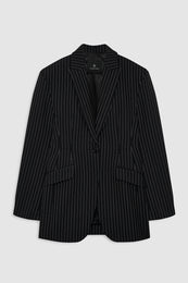 ANINE BING Elga Blazer - Black And White Pinstripe - front view