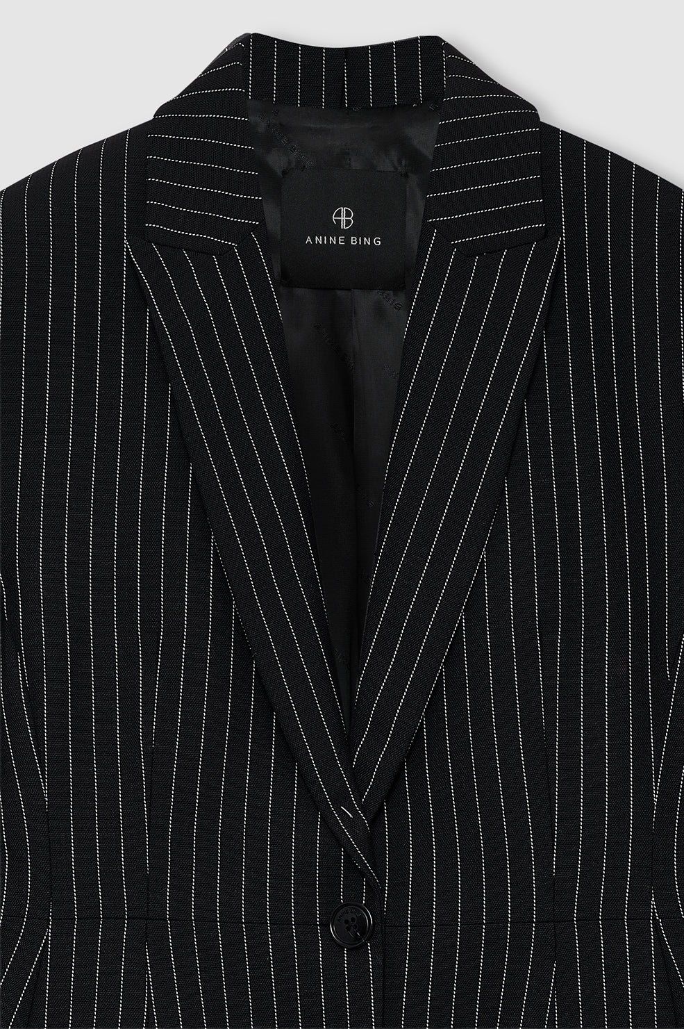 ANINE BING Elga Blazer - Black And White Pinstripe - detail view