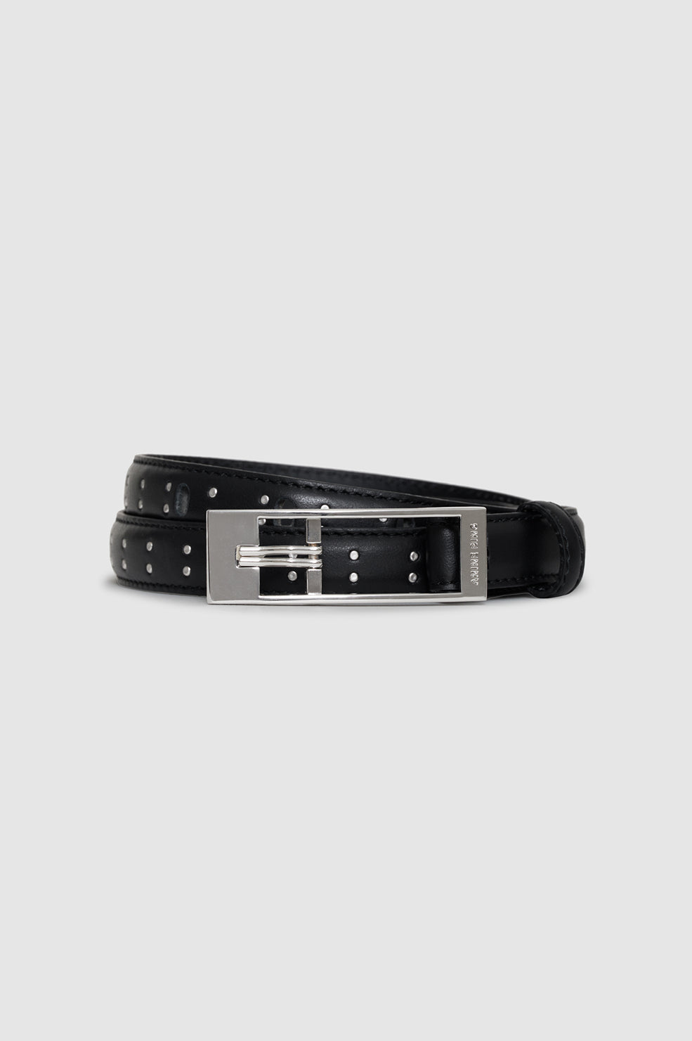 ANINE BING Elly Belt Studs Smooth Leather - Black - rolled up view