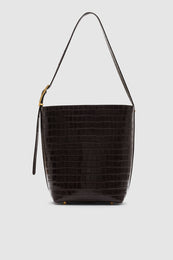 ANINE BING Elly Bucket Bag Embossed - Dark Brown - front view