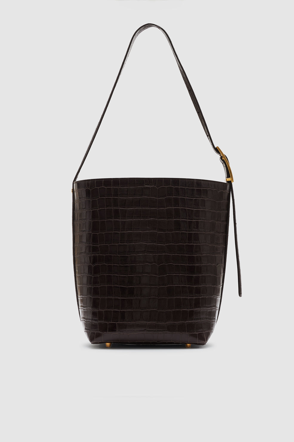 ANINE BING Elly Bucket Bag Embossed - Dark Brown - inside view