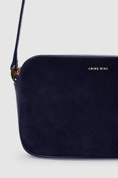 ANINE BING Elly Camera Bag - Navy Suede - detail view