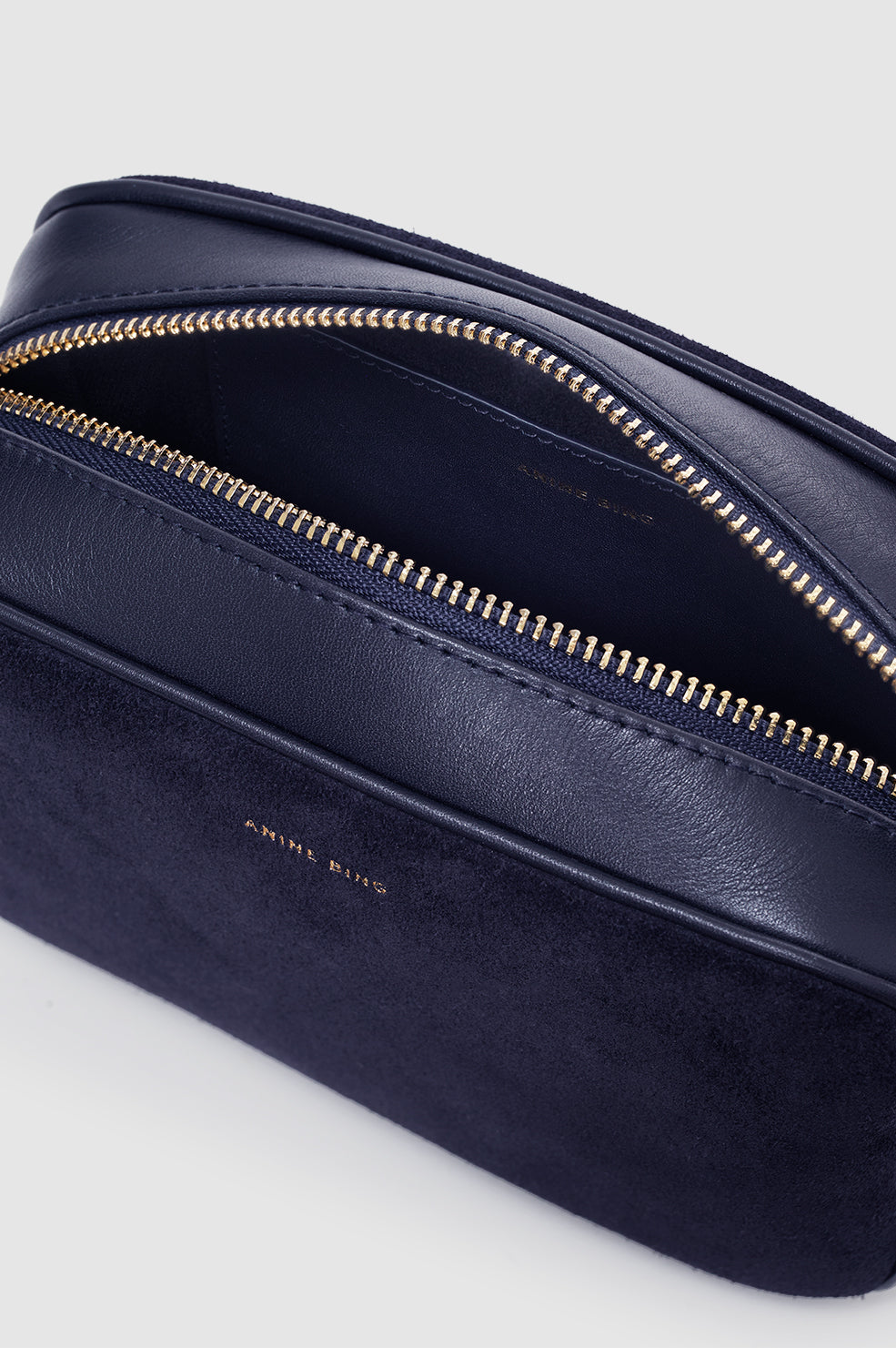 ANINE BING Elly Camera Bag - Navy Suede - inside view