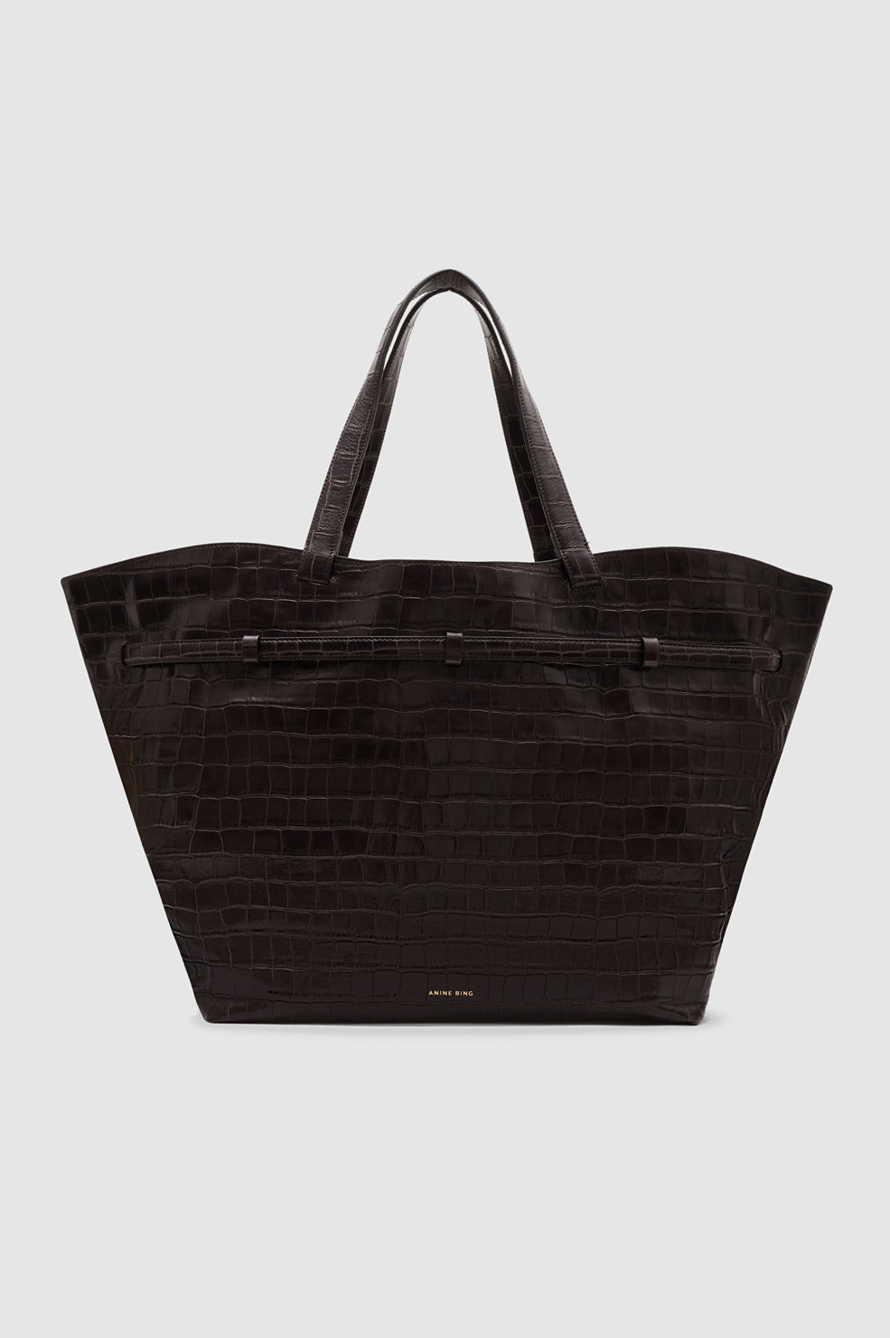 ANINE BING Elly Tote Embossed - Dark Brown - inside view