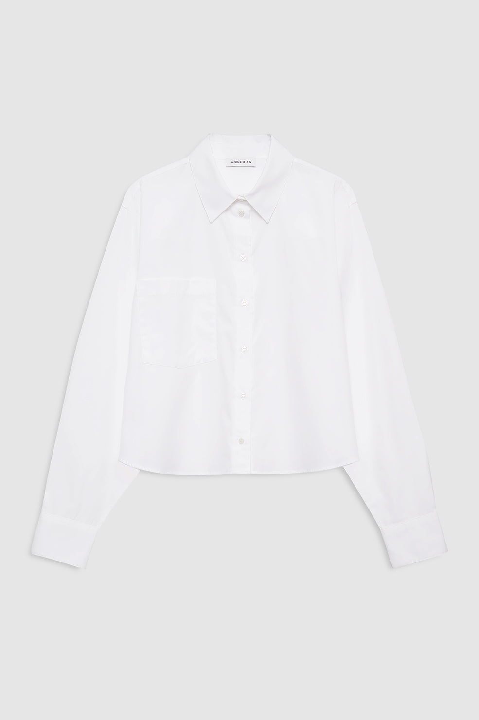 featured-img|ANINE BING Essie Cropped Shirt - White - front view