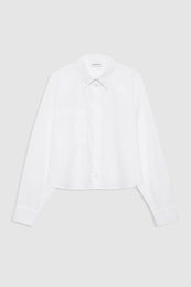 featured-img|ANINE BING Essie Cropped Shirt - White - front view