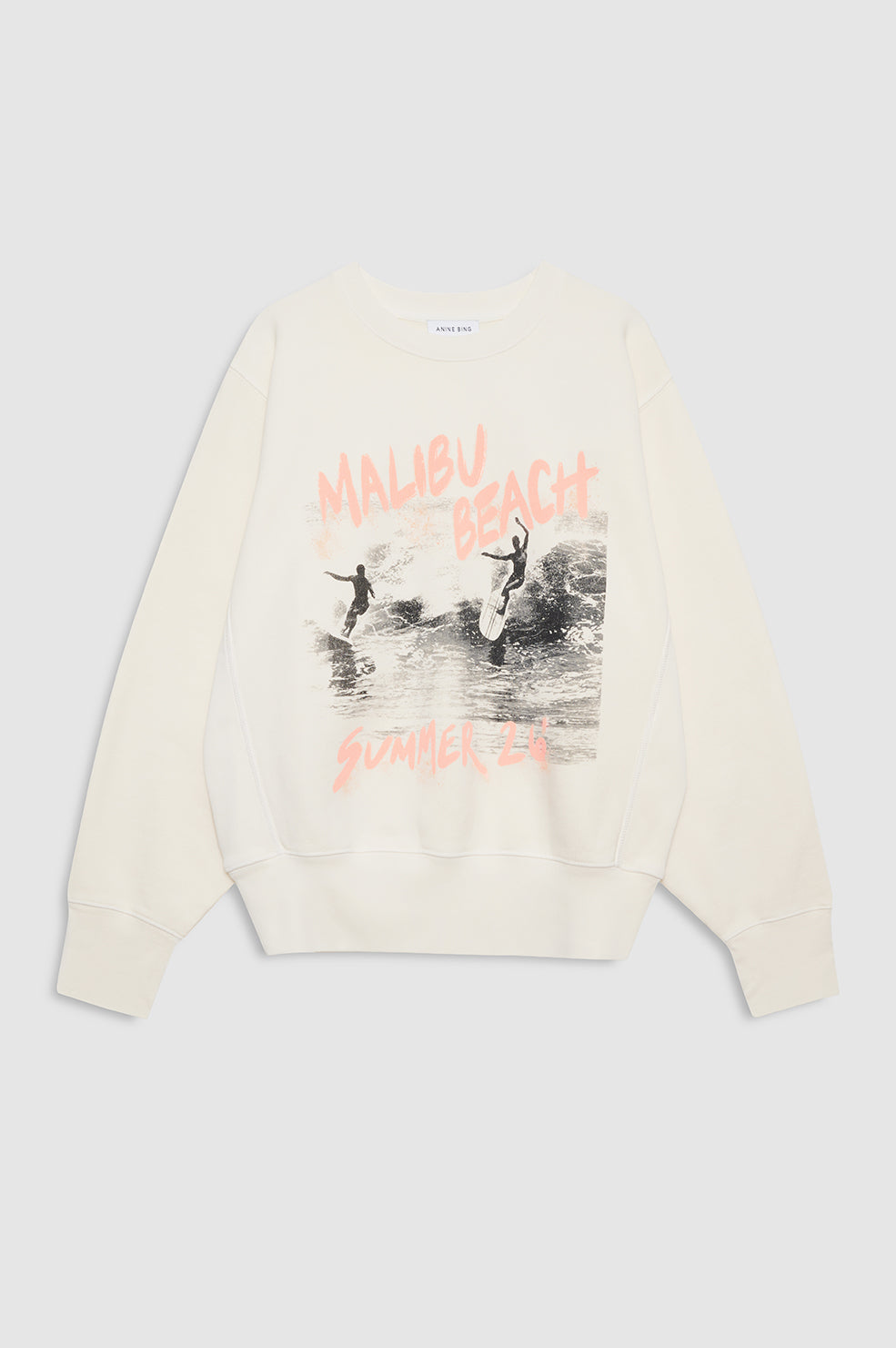 ANINE BING Harry Shrunken Sweatshirt Surfer - Washed Buttercream - front view