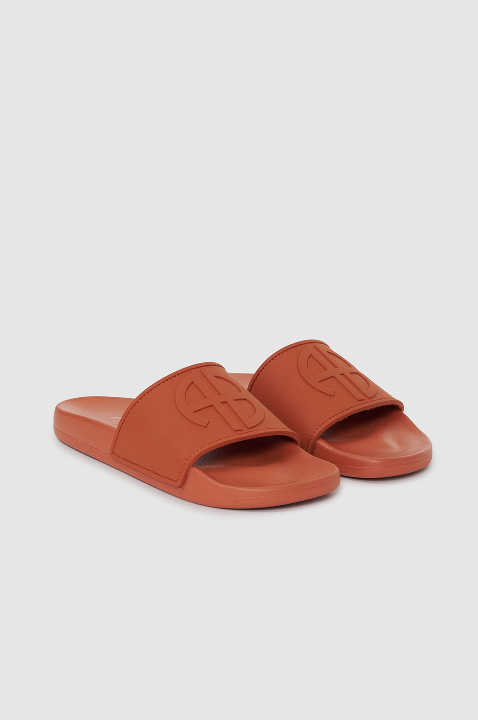 ANINE BING Isla Slides - Red Terracotta - pair front view