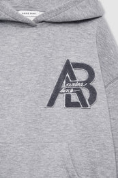 ANINE BING Jaci Hoodie Letterman - Medium Heather Grey - detail view