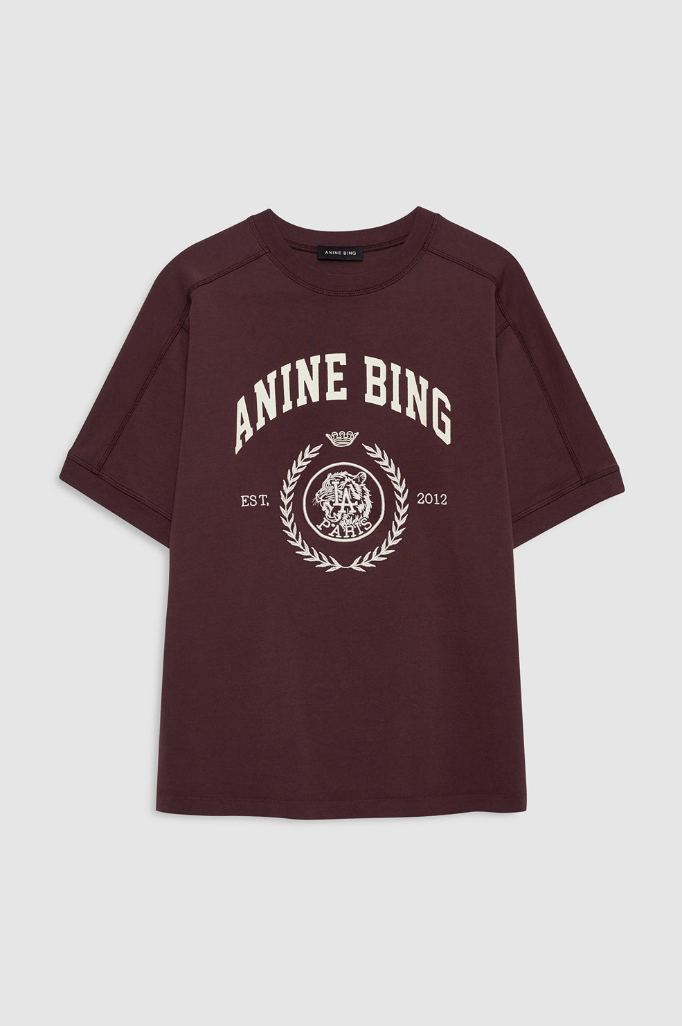 ANINE BING Jaylin Tee Collegiate - Fig - front view